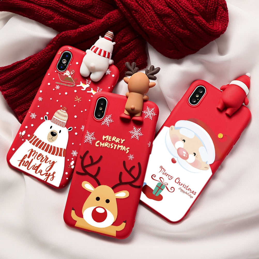 Silicone Matte Cover Christmas Cartoon Deer Case For iPhone XR 11 Pro XS Max X