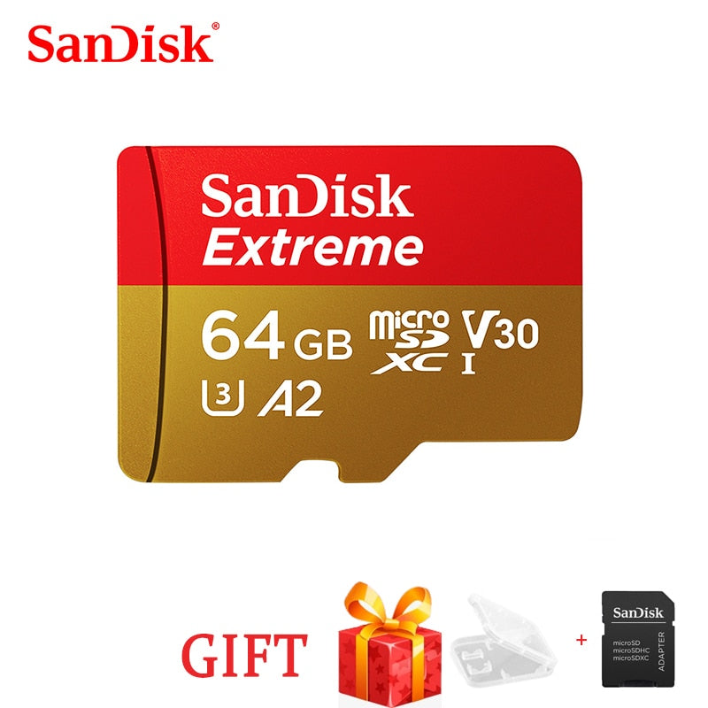 Free Shipping SanDisk Extreme Micro SD Card U3  A2 Memory Card 32GB 64GB 128GB 256GB TF Card for Camera Drone cartao de memoria