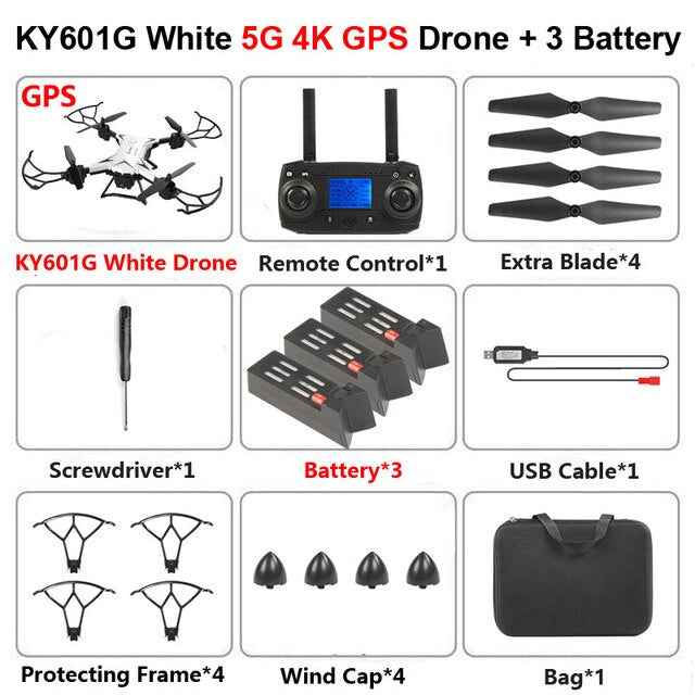 KY601G Professional Foldable Drone with Camera 4K HD 5G WiFi GPS FPV Wide Angle  2KM Meters RC Quadcopter Helicopter Toy SG900S