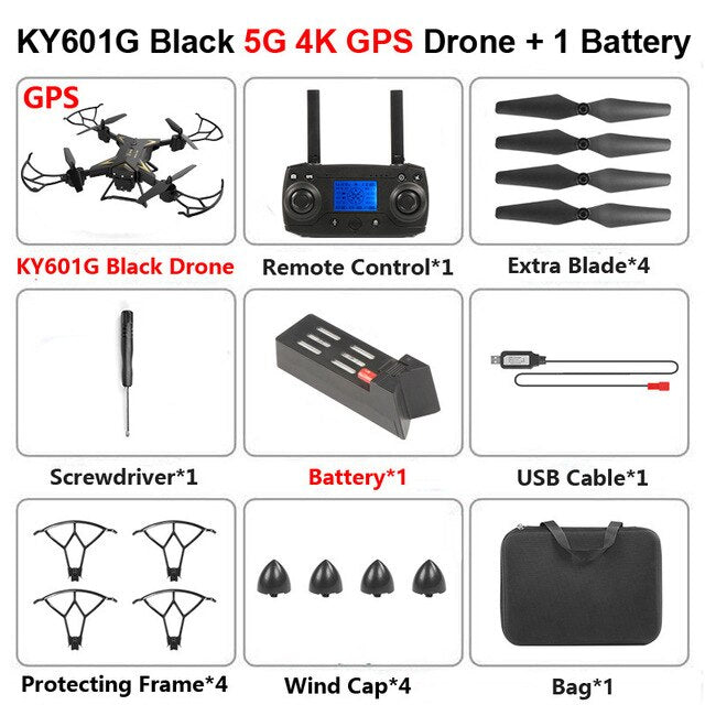 KY601G Professional Foldable Drone with Camera 4K HD 5G WiFi GPS FPV Wide Angle  2KM Meters RC Quadcopter Helicopter Toy SG900S