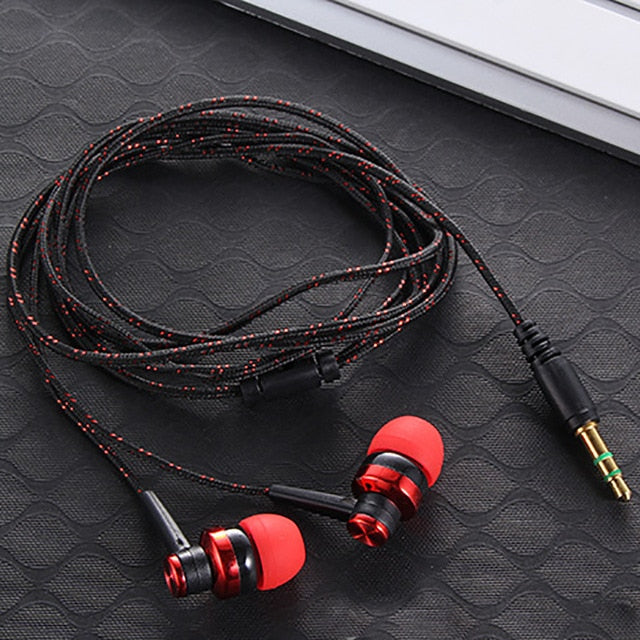 High Quality Wired Earphone Brand New Stereo In-Ear 3.5mm Nylon Weave Cable Earphone Headset With Mic For Laptop Smartphone  &