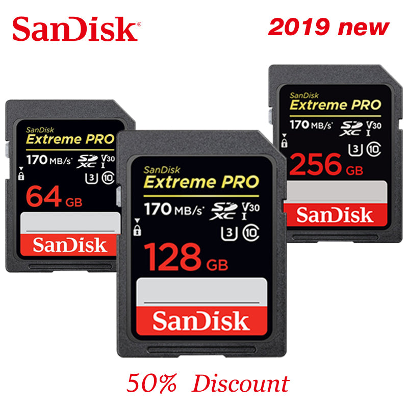SanDisk Extreme Pro SD Card SDXC 64g 128g 256g up to 170MB/s UHS-I Class10 SDHC 32g up to 95MB/s Memory Card 4K for SLR Camera